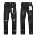 Purple Brand Black Distressed Paint-Splatter Jeans