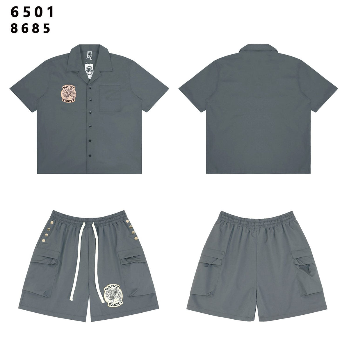 SAINT Vanity Patch Short-Sleeve Shirt & Cargo Shorts Set