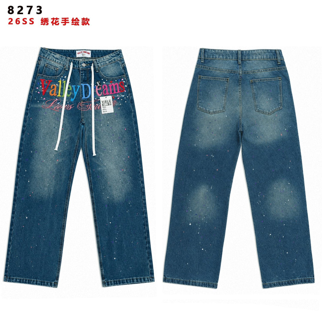Valley Dreams Lives Forever Paint-Splatter Jeans