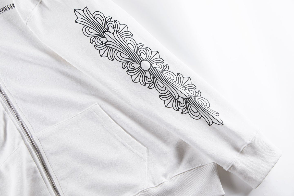 Chrome Hearts Horseshoe Cross Graphic Zip Hoodie
