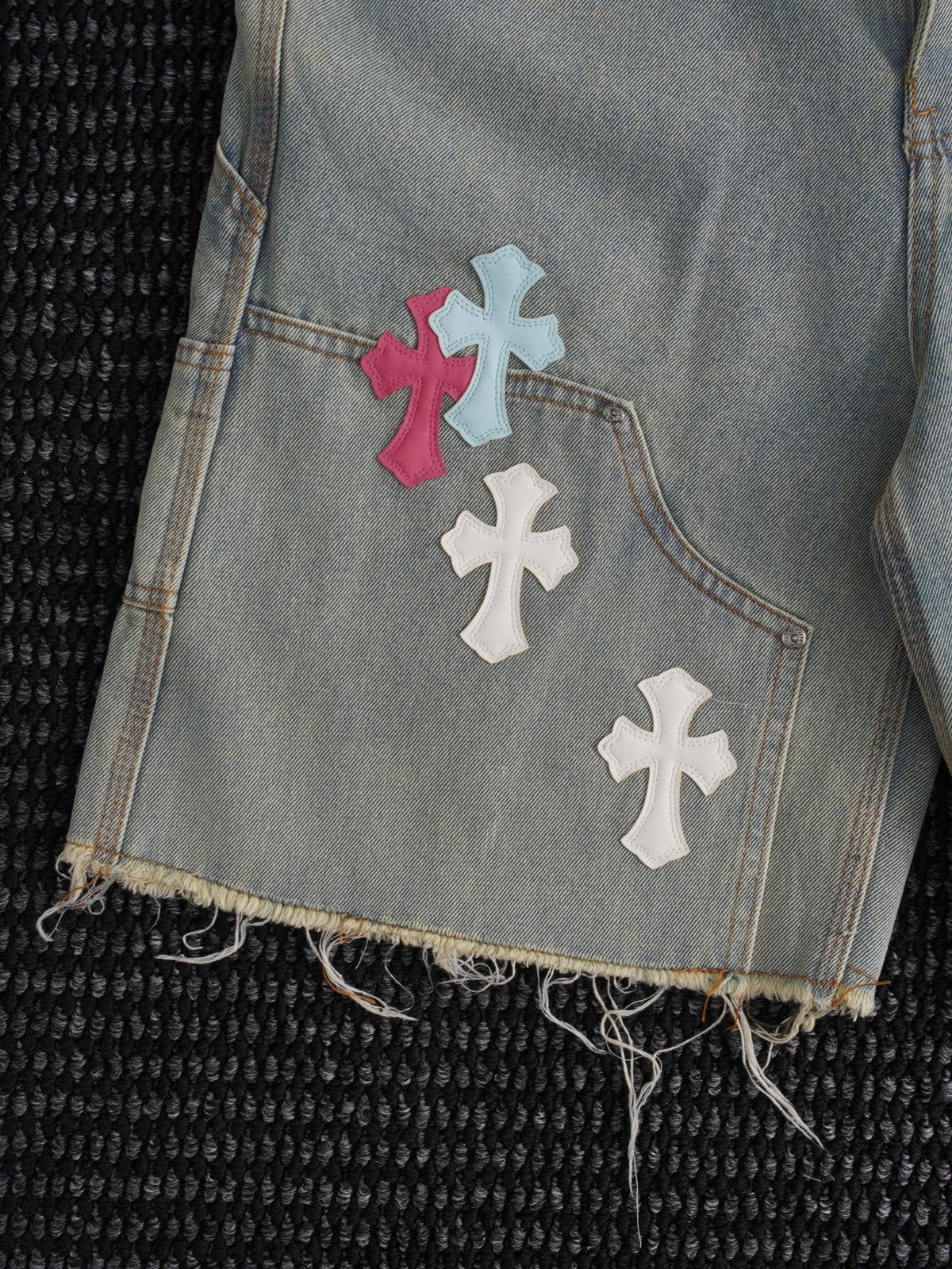 Chrome Hearts Cross Patch Light Blue Denim Shorts