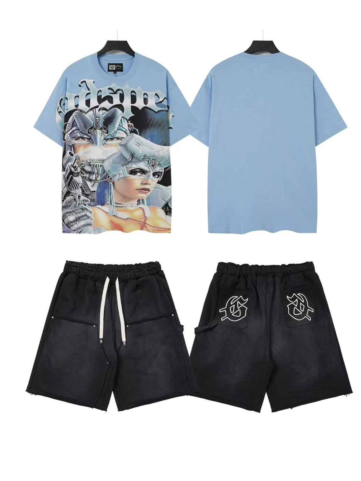 Godspeed Fashion Face Graphic T-Shirt & Shorts Set