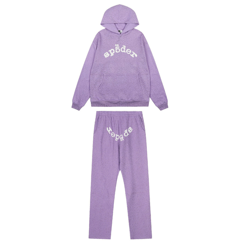 Sp5der Rhinestone Hoodie & Pants Matching Set