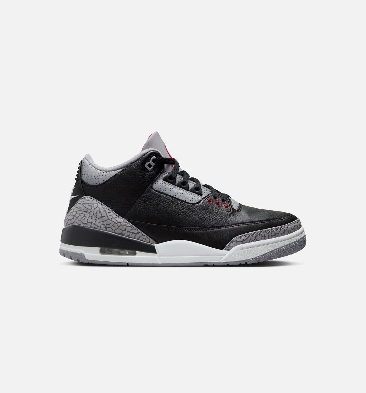 Air Jordan 3 Retro Black Cement Men's Sneakers - Black / Fire Red / Cement Grey / White