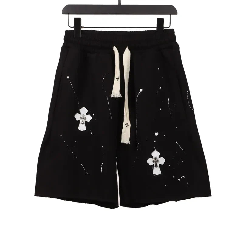 Chrome Hearts Ink-Splashed Shorts Black