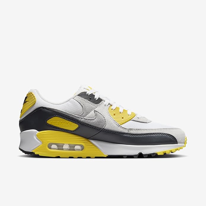 Men's Nike Air Max 90 White/LT Smoke Grey-Lightening (DM0029 111)
