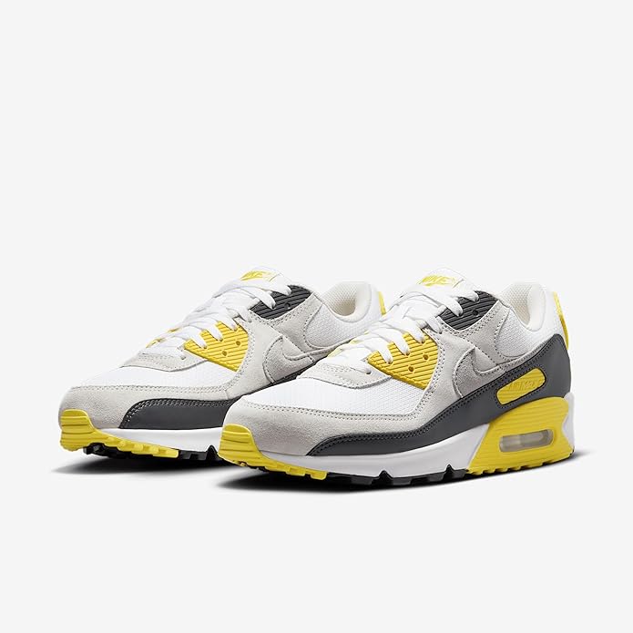 Men's Nike Air Max 90 White/LT Smoke Grey-Lightening (DM0029 111)
