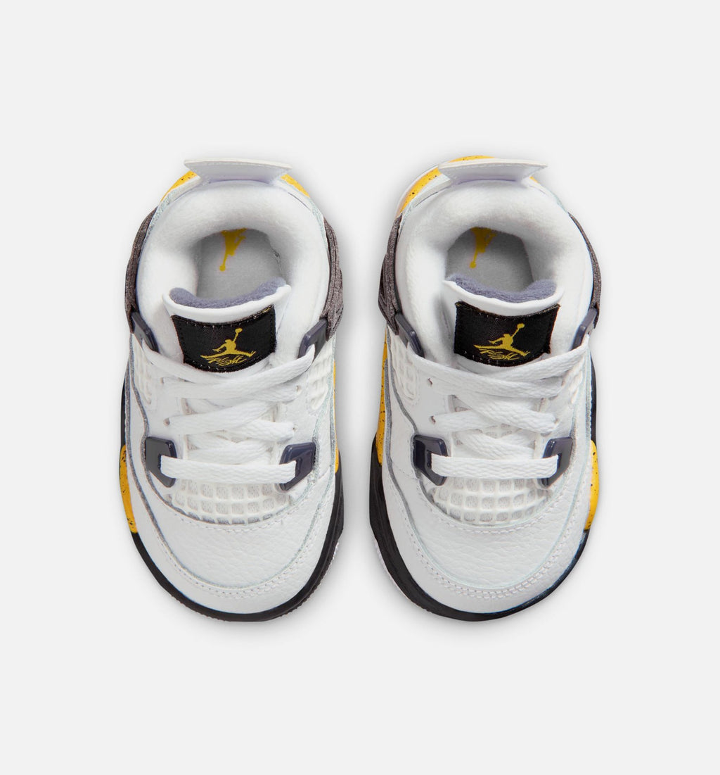 Air Jordan 4 Retro 'Rare Air' Infant Toddler Lifestyle Shoes | White / Dark Blue Grey / Black / Tour Yellow