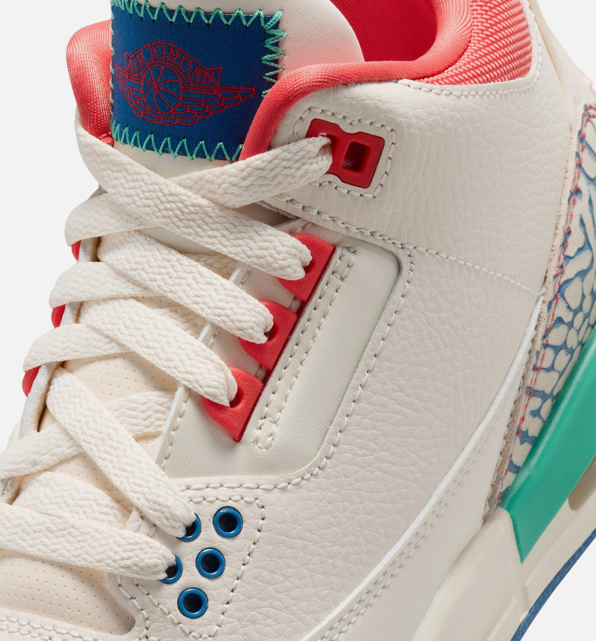 Air Jordan 3 Retro Play Your Way Grade School Lifestyle Shoes - Chalk/Track Red/True Blue/Kinetic Green
