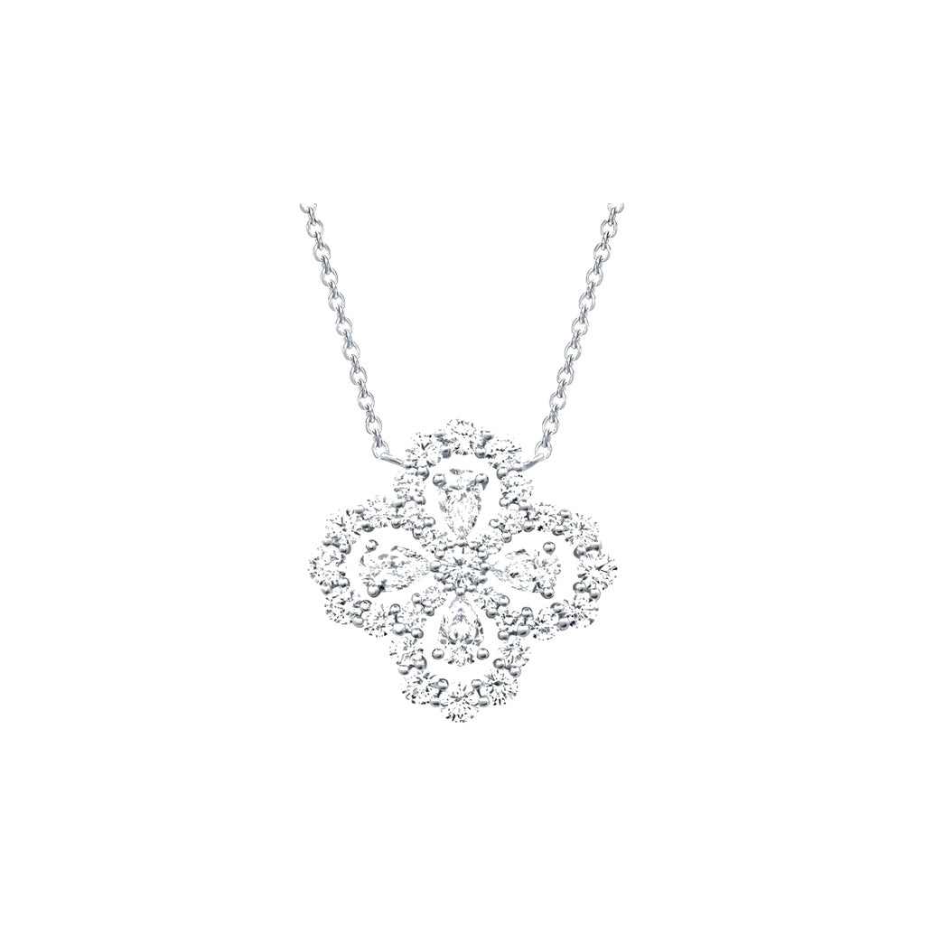 Harry Winston Style Four-Leaf Clover Cubic Zirconia Necklace