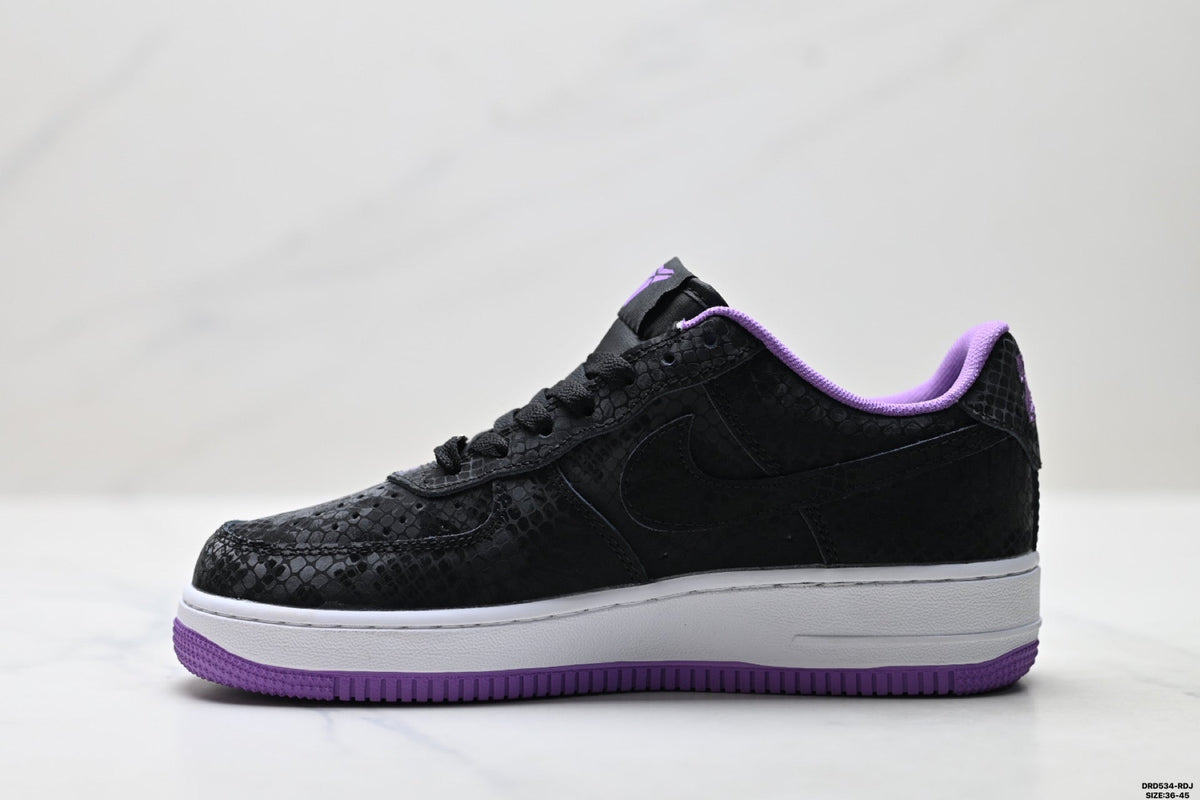 Nike Air Force 1 Low Black Purple Unisex Sneakers Style 06