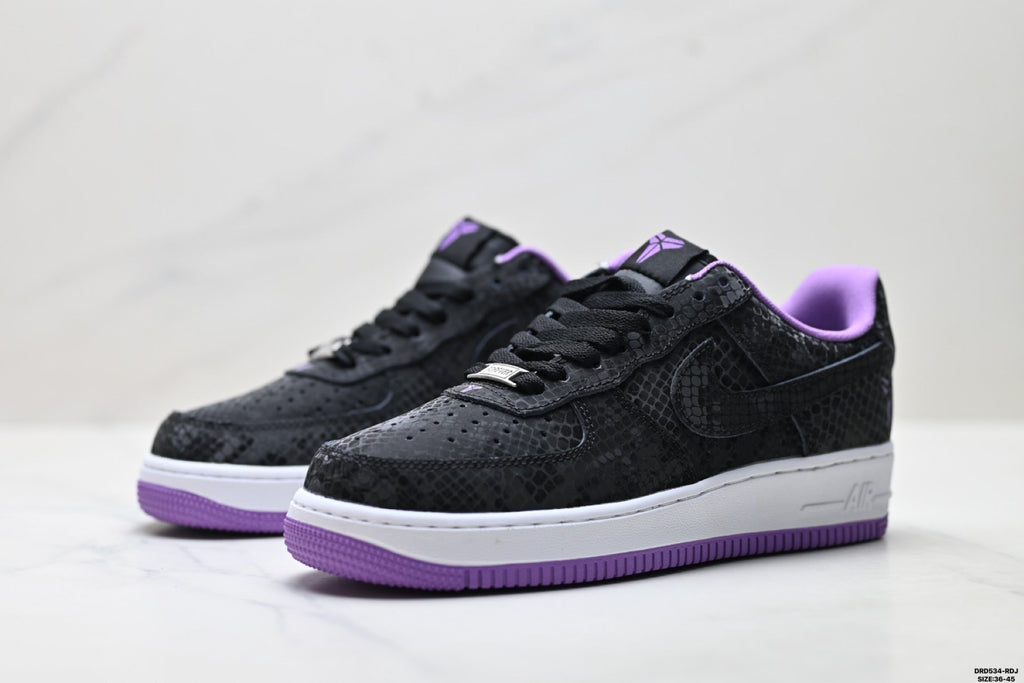 Nike Air Force 1 Low Black Purple Unisex Sneakers Style 06
