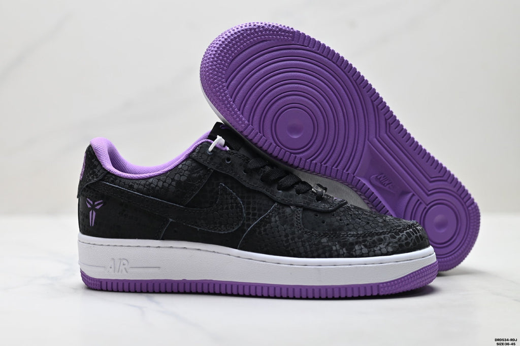Nike Air Force 1 Low Black Purple Unisex Sneakers Style 06