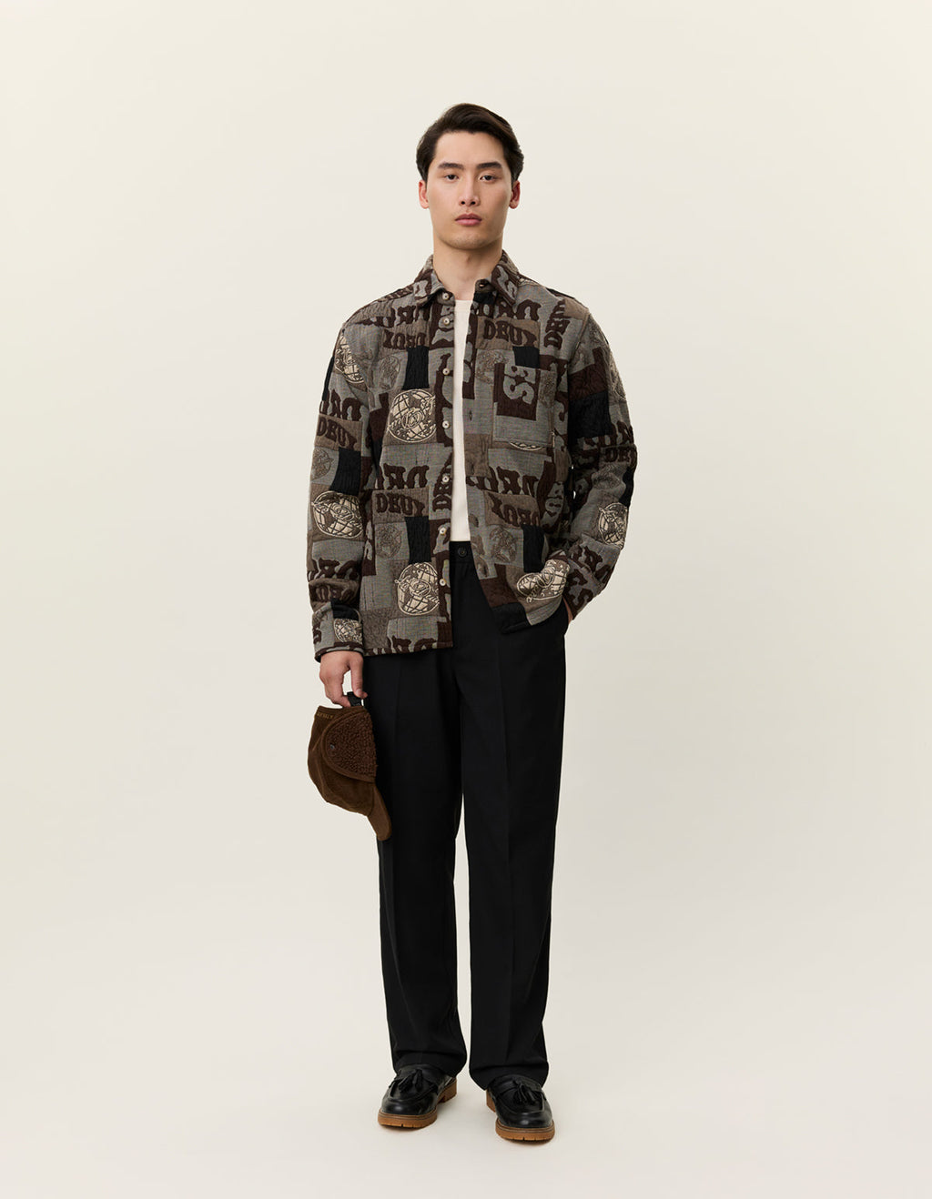 Les Deux Kaleb Patchwork Jacquard Overshirt