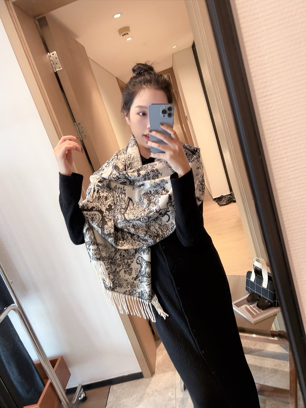 Dior Animal Print Fringed Scarf