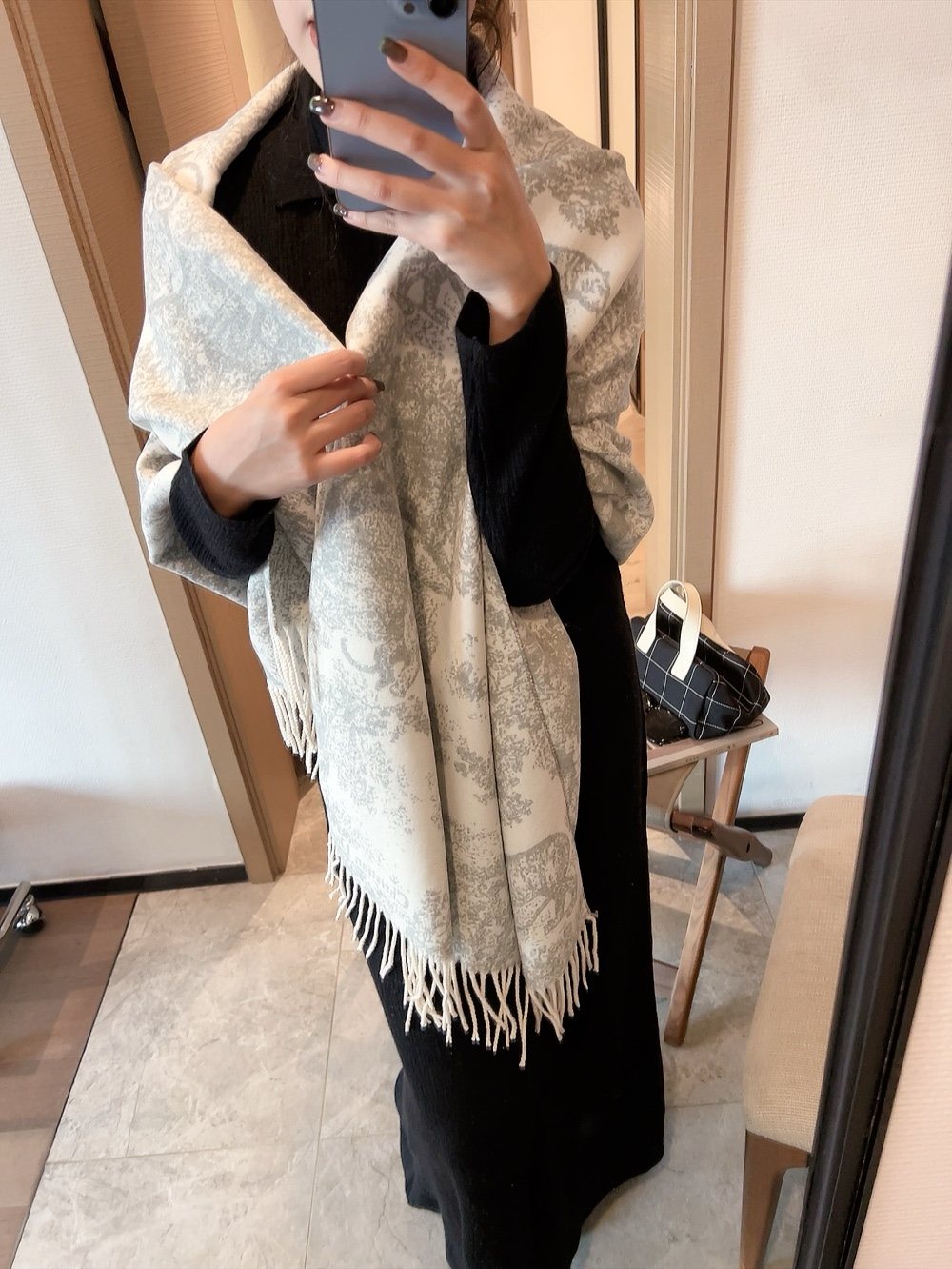 Dior Animal Print Fringed Scarf