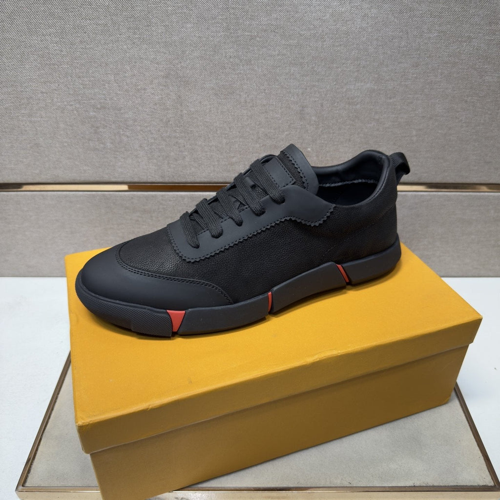 Louis Vuitton Black Low-Top Sneakers with Red Accents