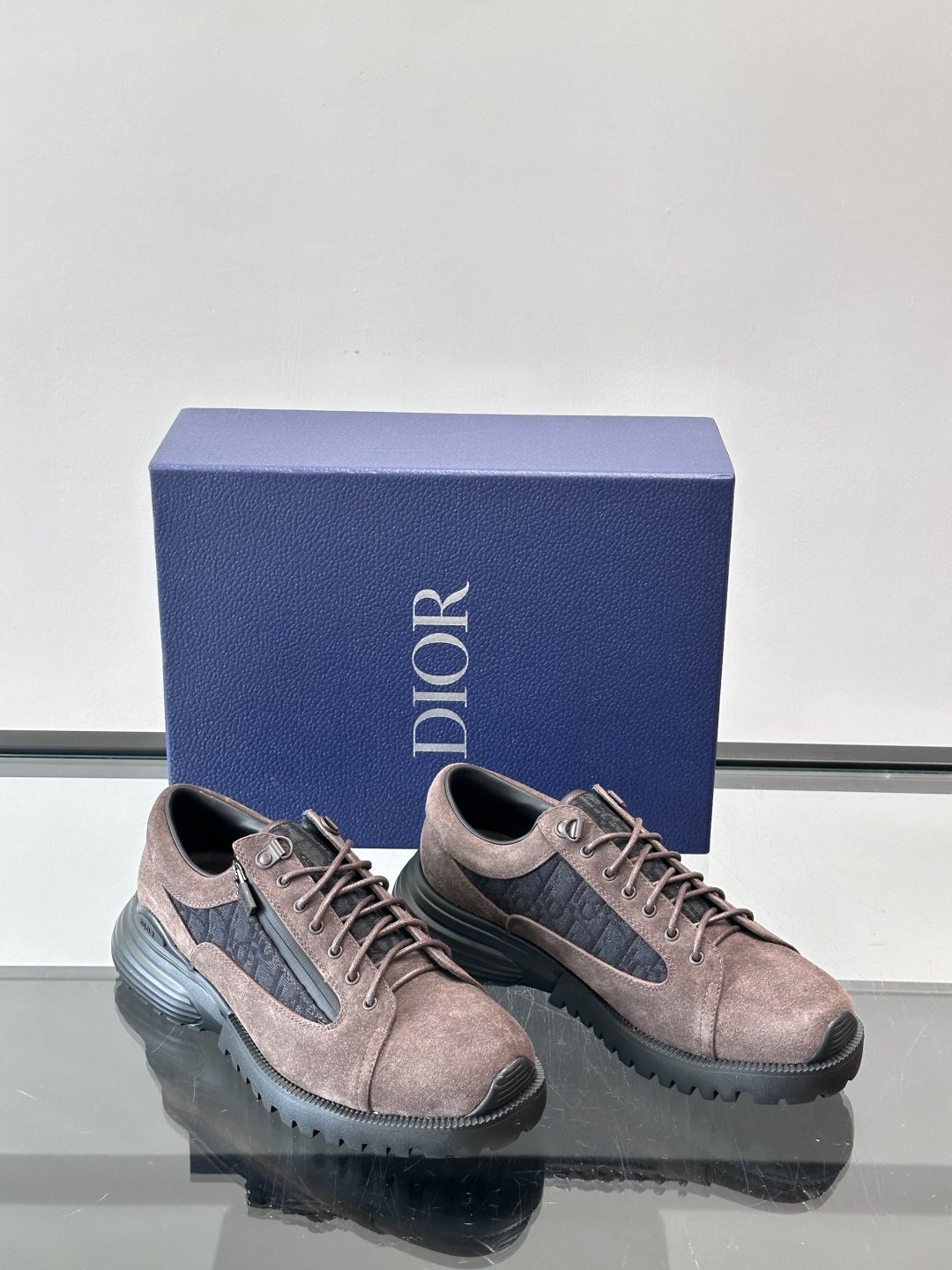 Dior Taupe Lace-Up Derby Shoes