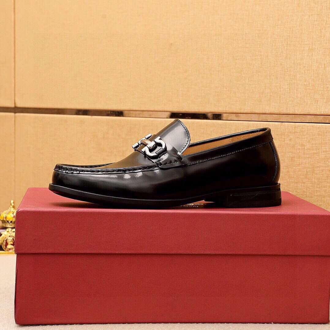 Ferragamo Black Metal-Bit Loafers - Stacked Heel