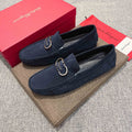 Salvatore Ferragamo Navy Suede Bit Loafers
