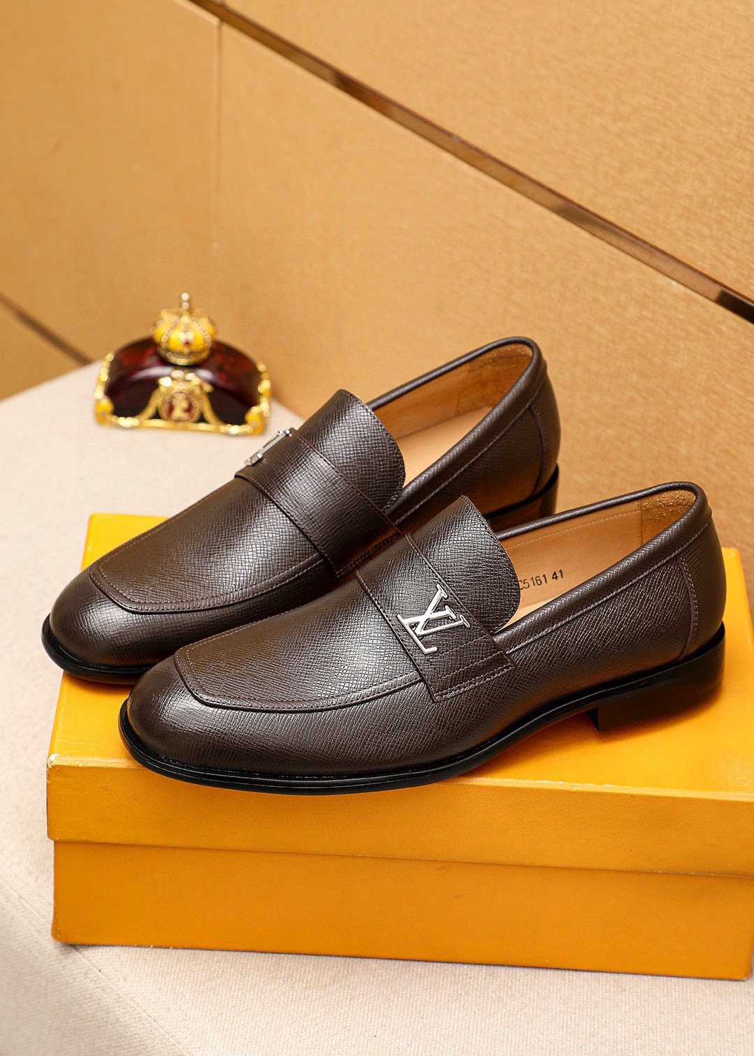 Louis Vuitton Dark Brown Textured Loafers - Leather Lining