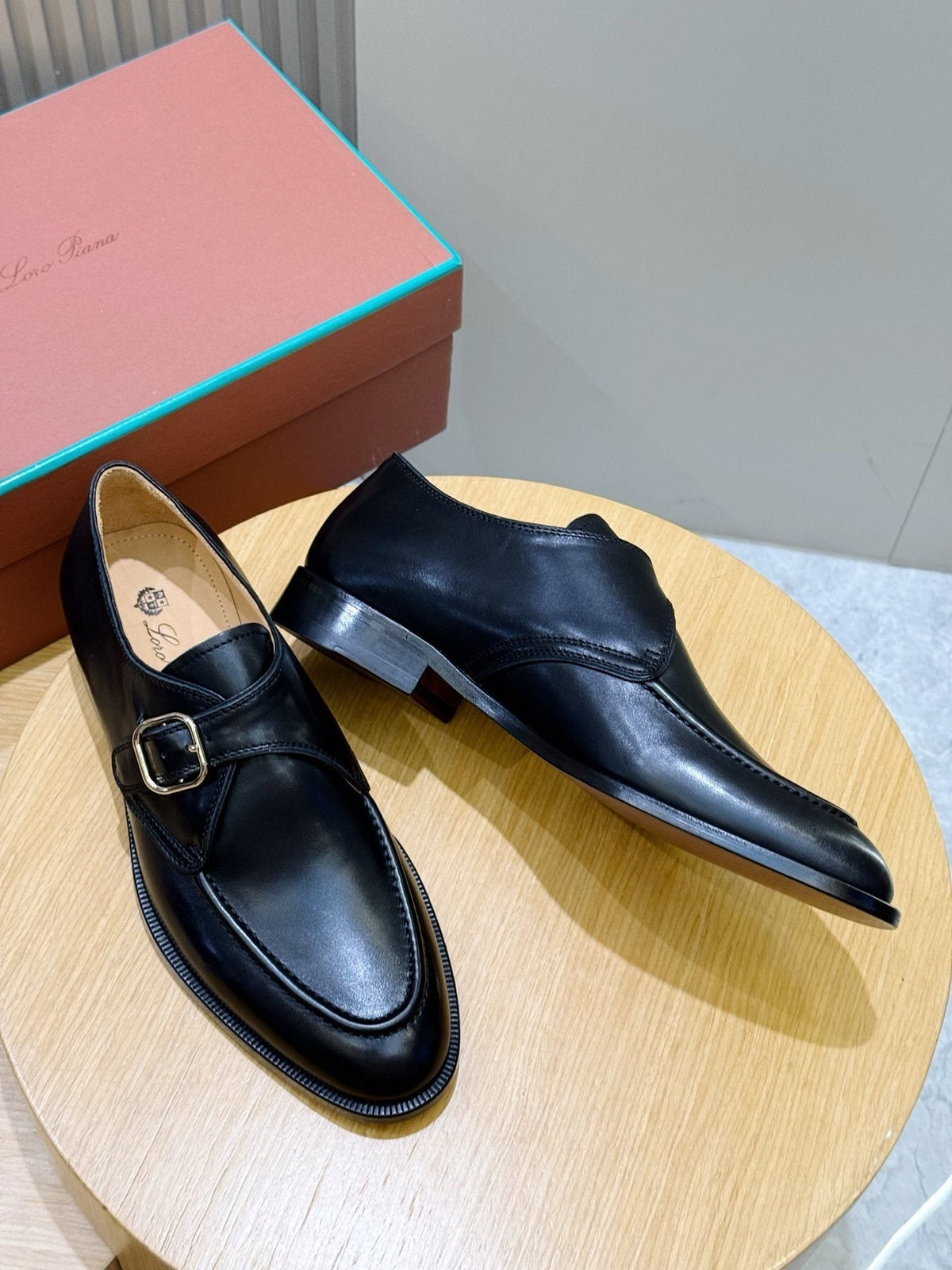 Loro Piana Black Buckle Loafers