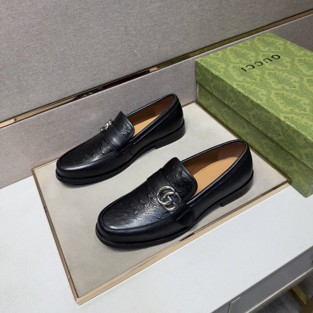 Gucci Men's Black Metal-Hardware Loafers - Leather Lining