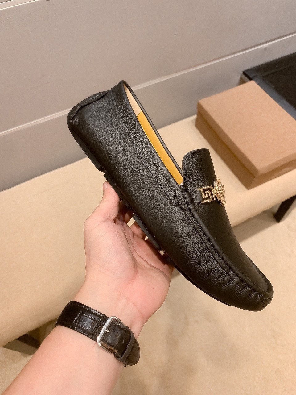 Versace Black Medallion Loafers