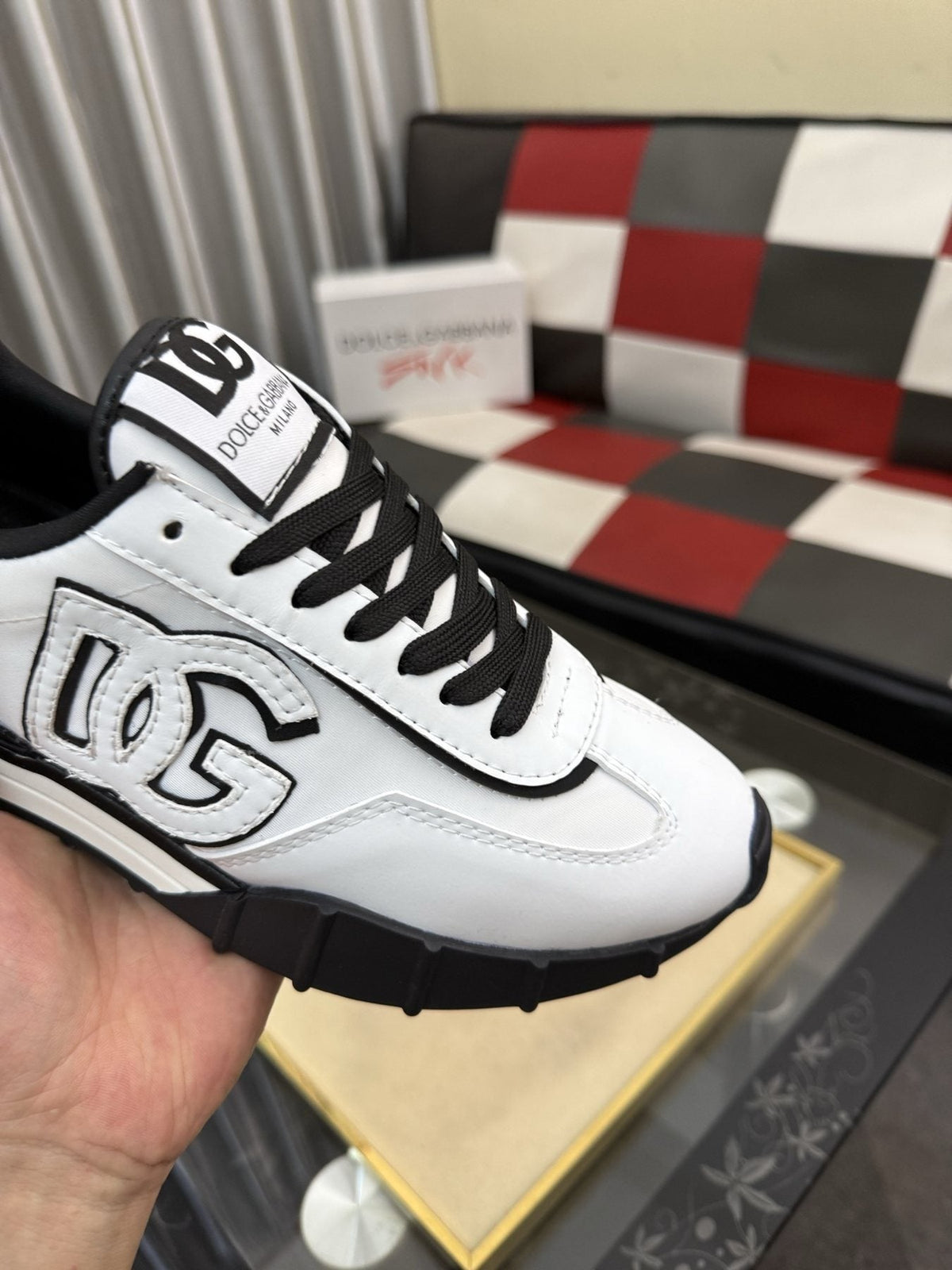 Dolce & Gabbana White and Black Segmented-Sole Sneakers