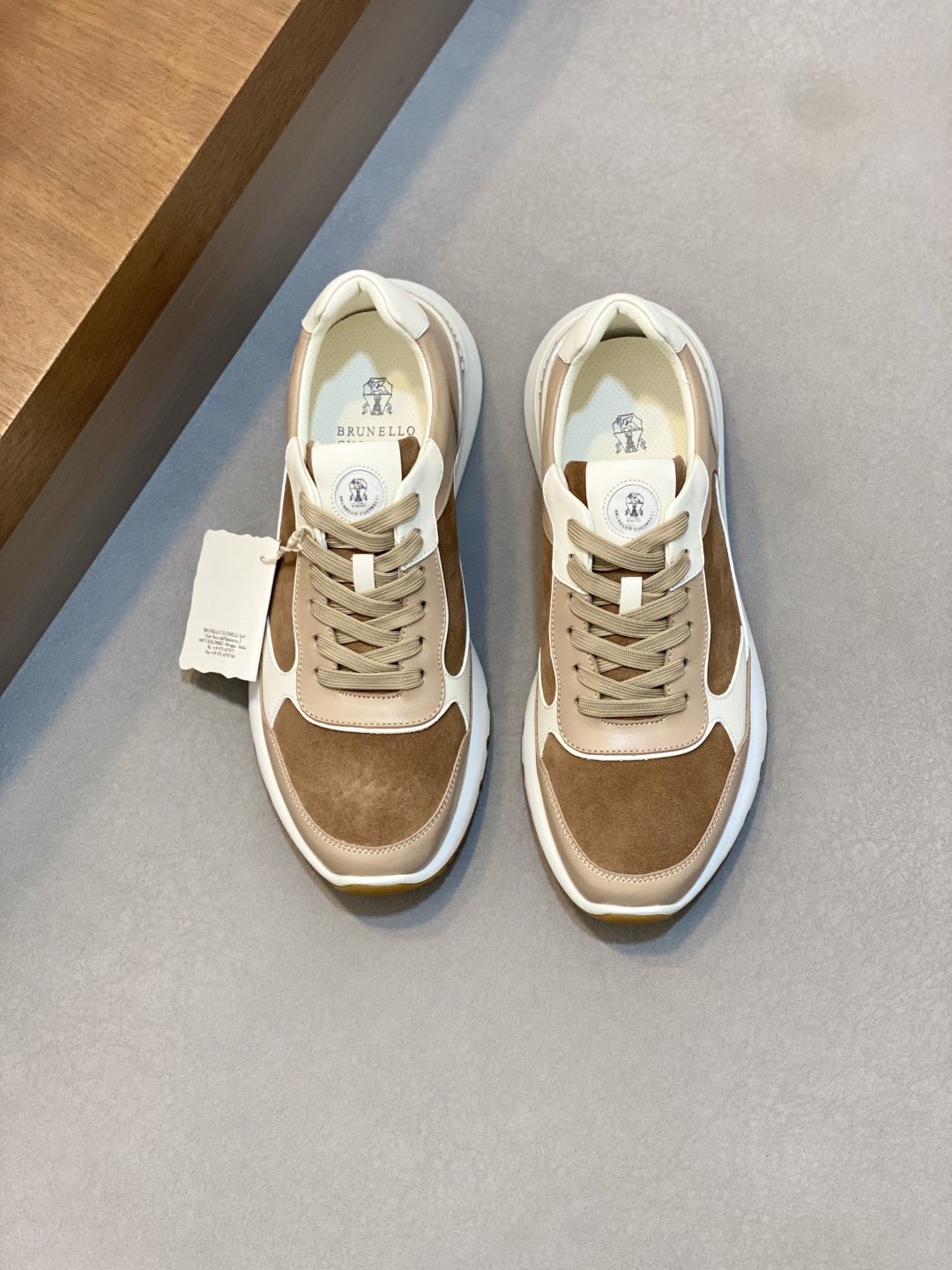 Brunello Cucinelli Tan and Brown Low-Top Sneakers