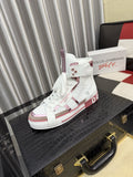 Dolce & Gabbana White and Pink High-Top Sneakers