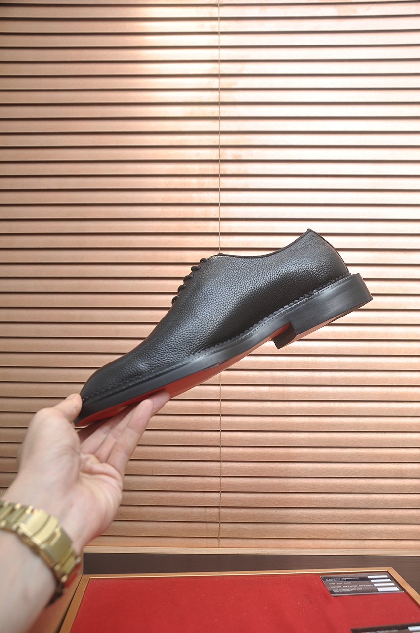 Christian Louboutin Black Red-Sole Lace-Up Dress Shoes