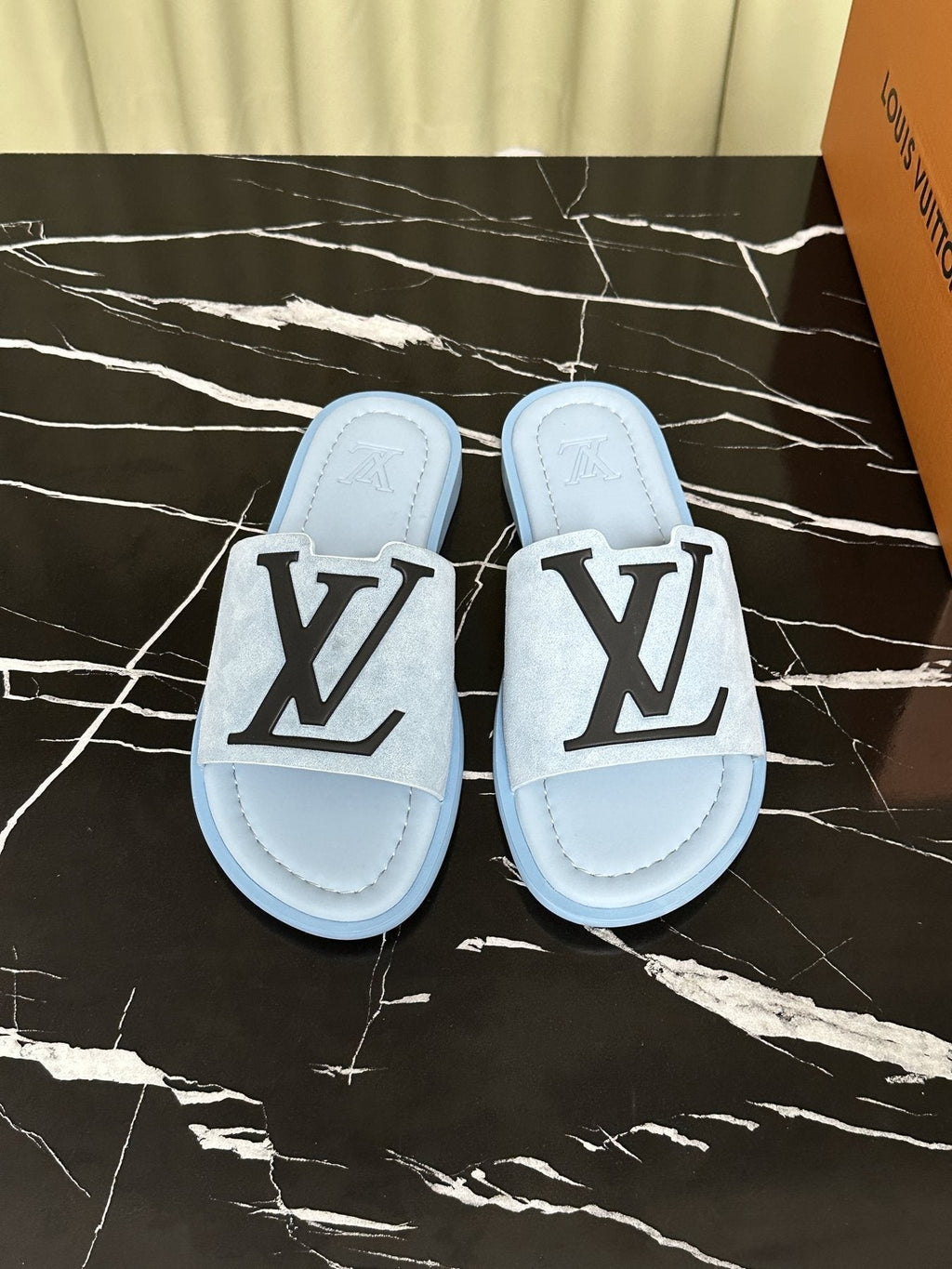 Louis Vuitton Logo Strap Slide Sandals