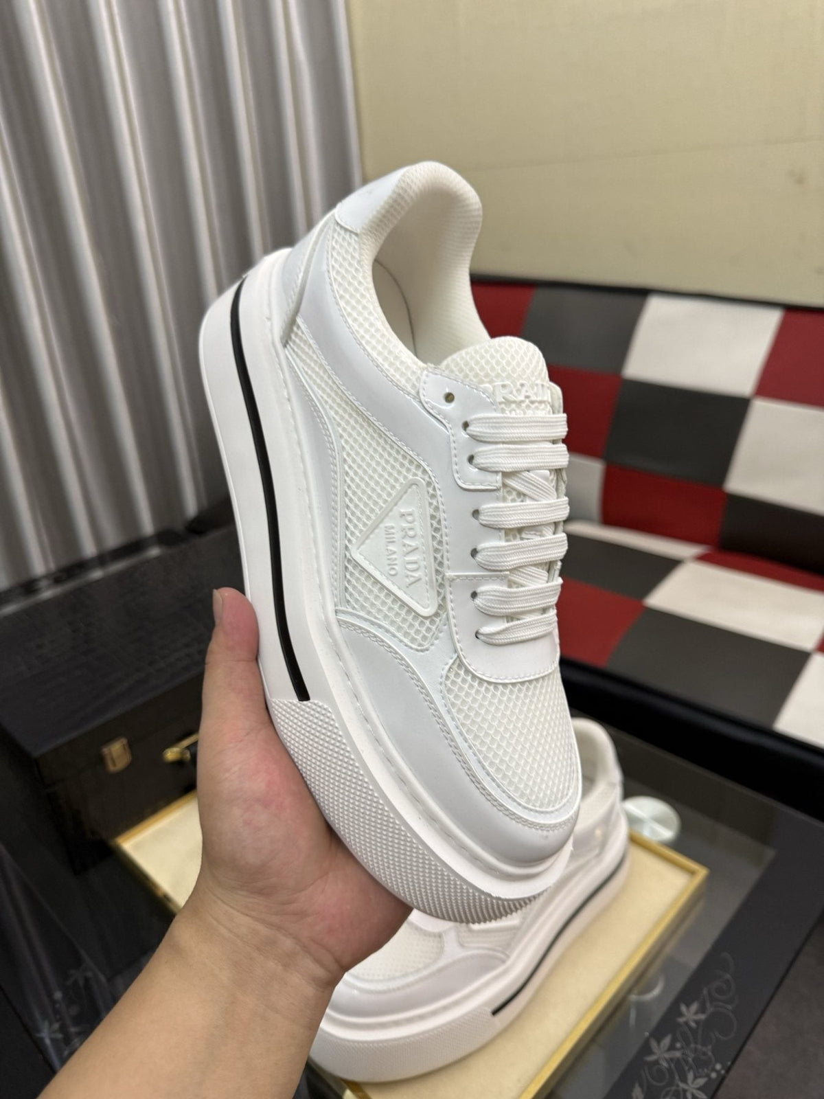 Prada Men's Low-Top Sneakers - Side Stripe