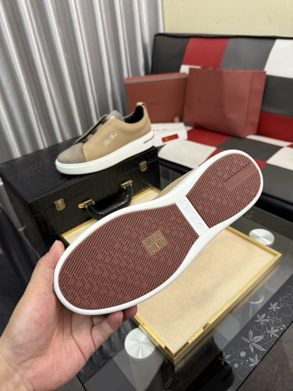 Loro Piana Side-Logo Slip-On Sneakers