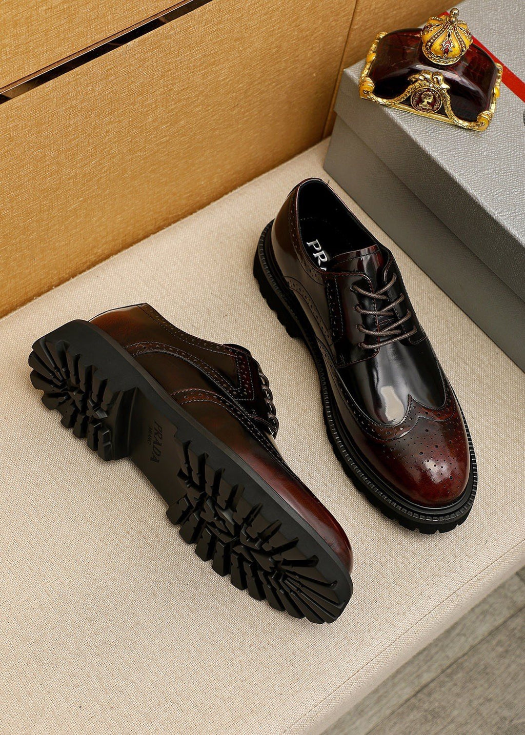 Prada Brogue Lug-Sole Derby Shoes
