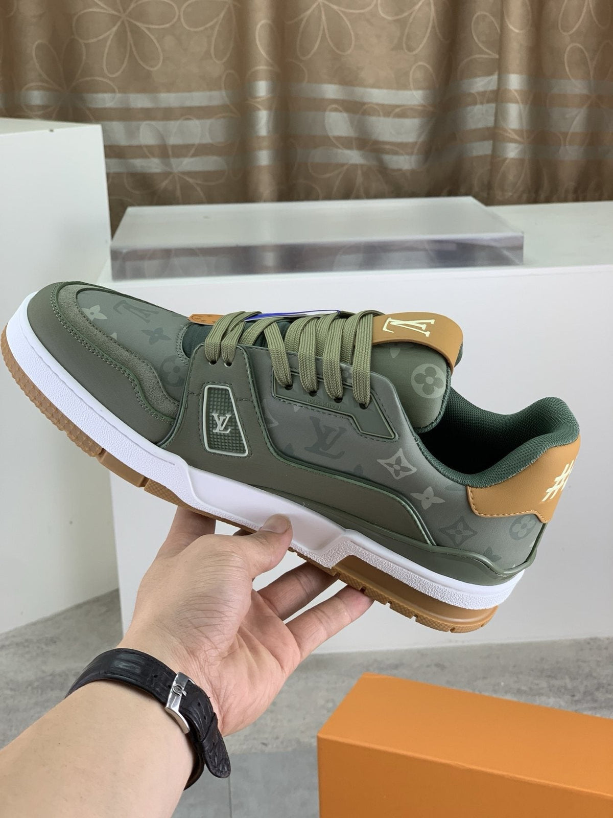 Louis Vuitton Sage Green Low-Top Sneakers