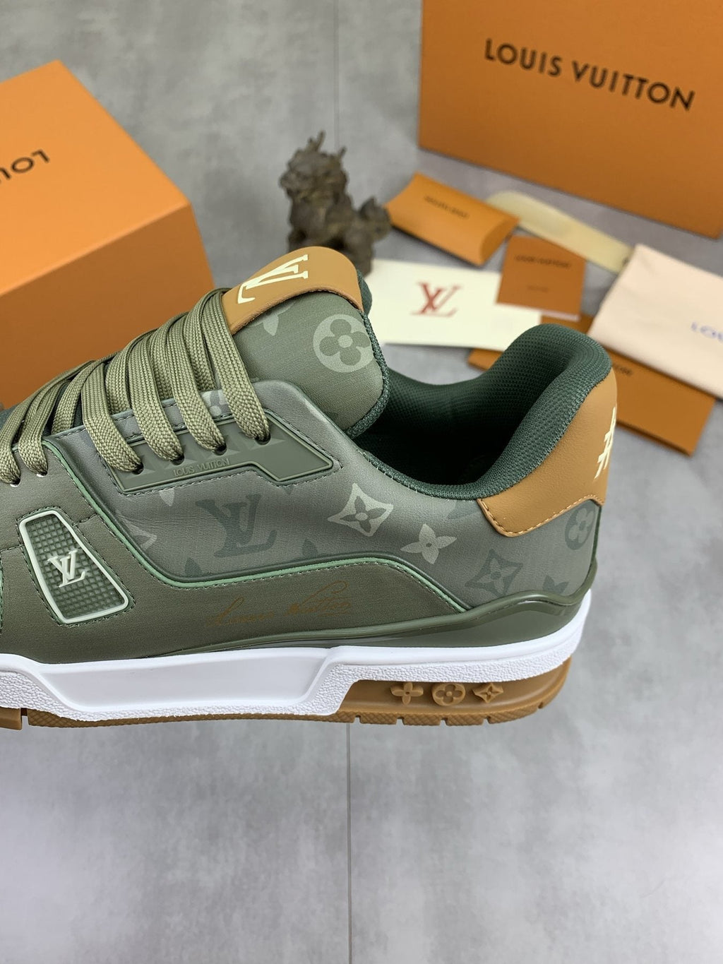 Louis Vuitton Sage Green Low-Top Sneakers