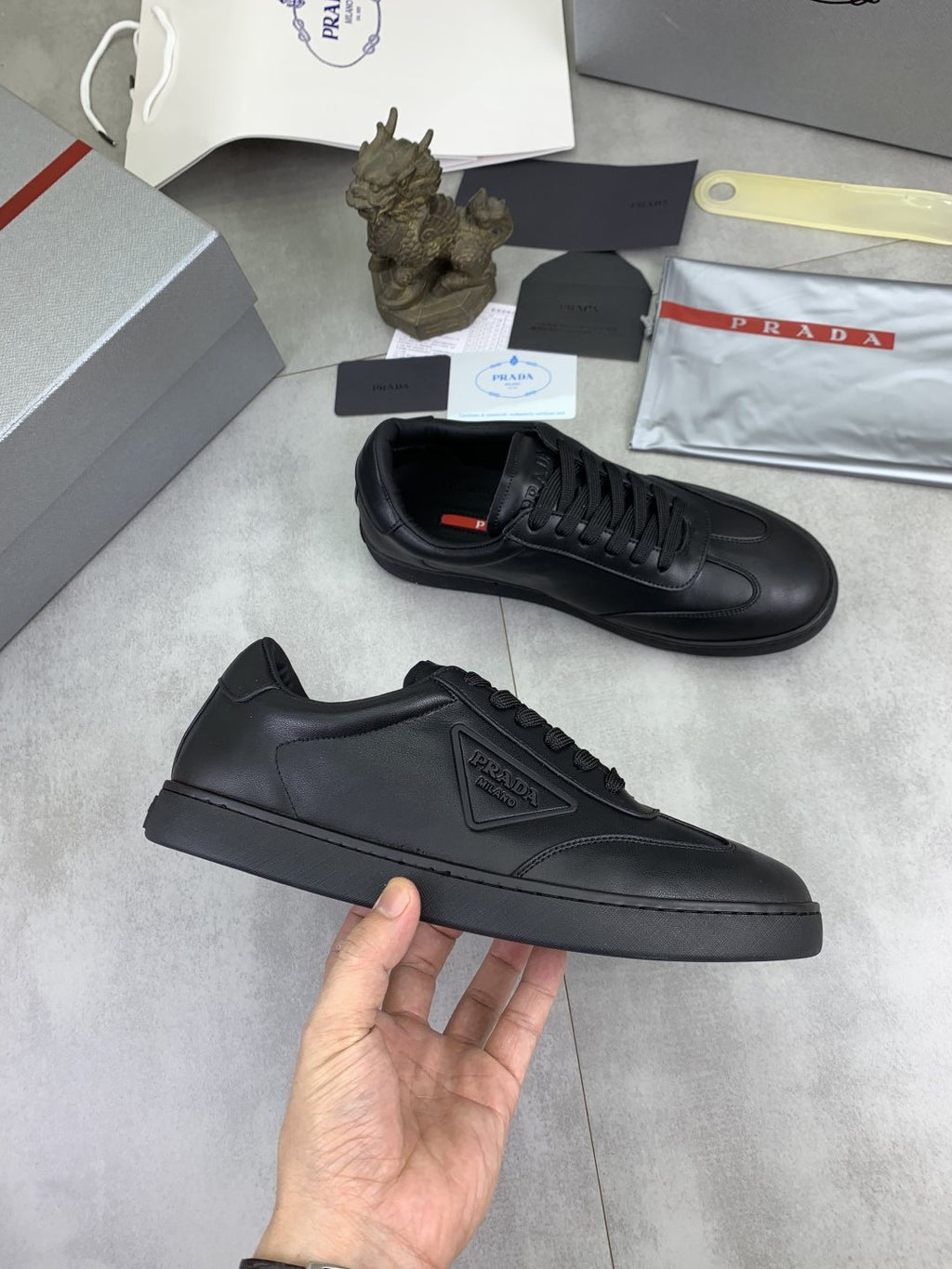 Prada Paneled Low-Top Sneakers