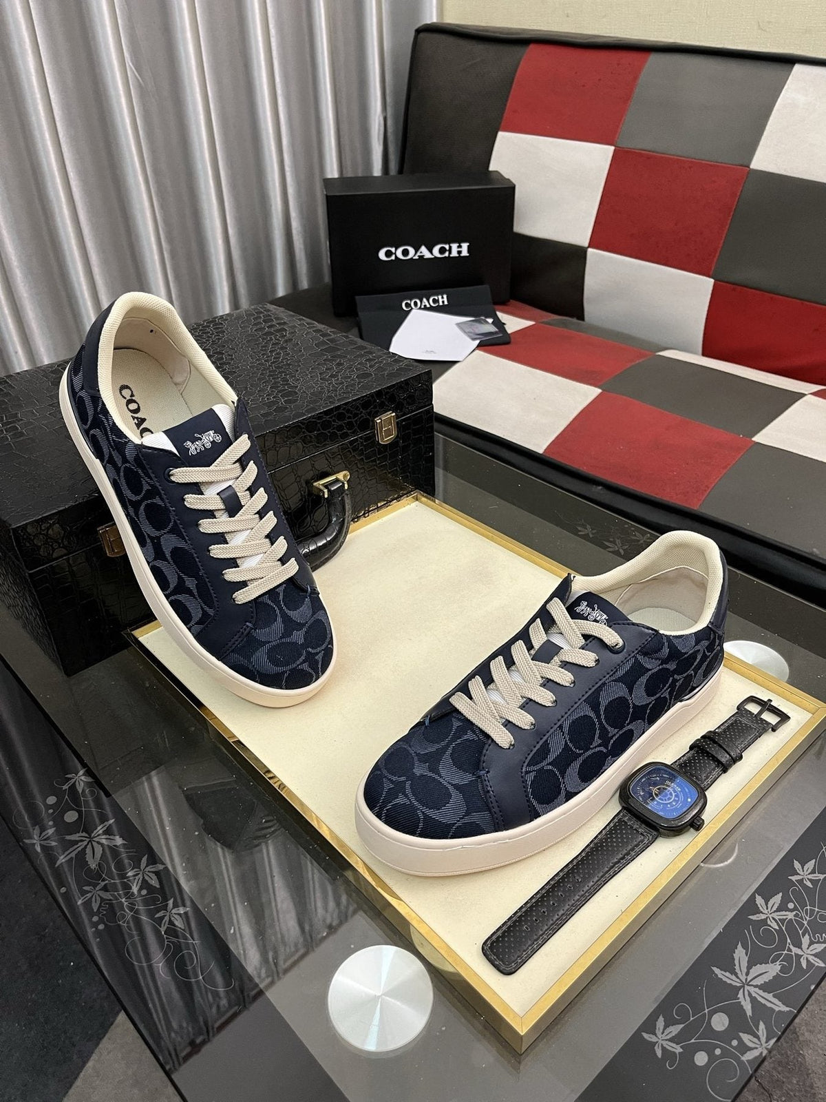Coach Black and Charcoal Low-Top Sneakers