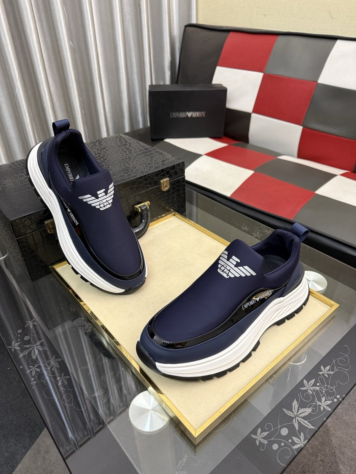 Armani Paneled Slip-On Sneakers