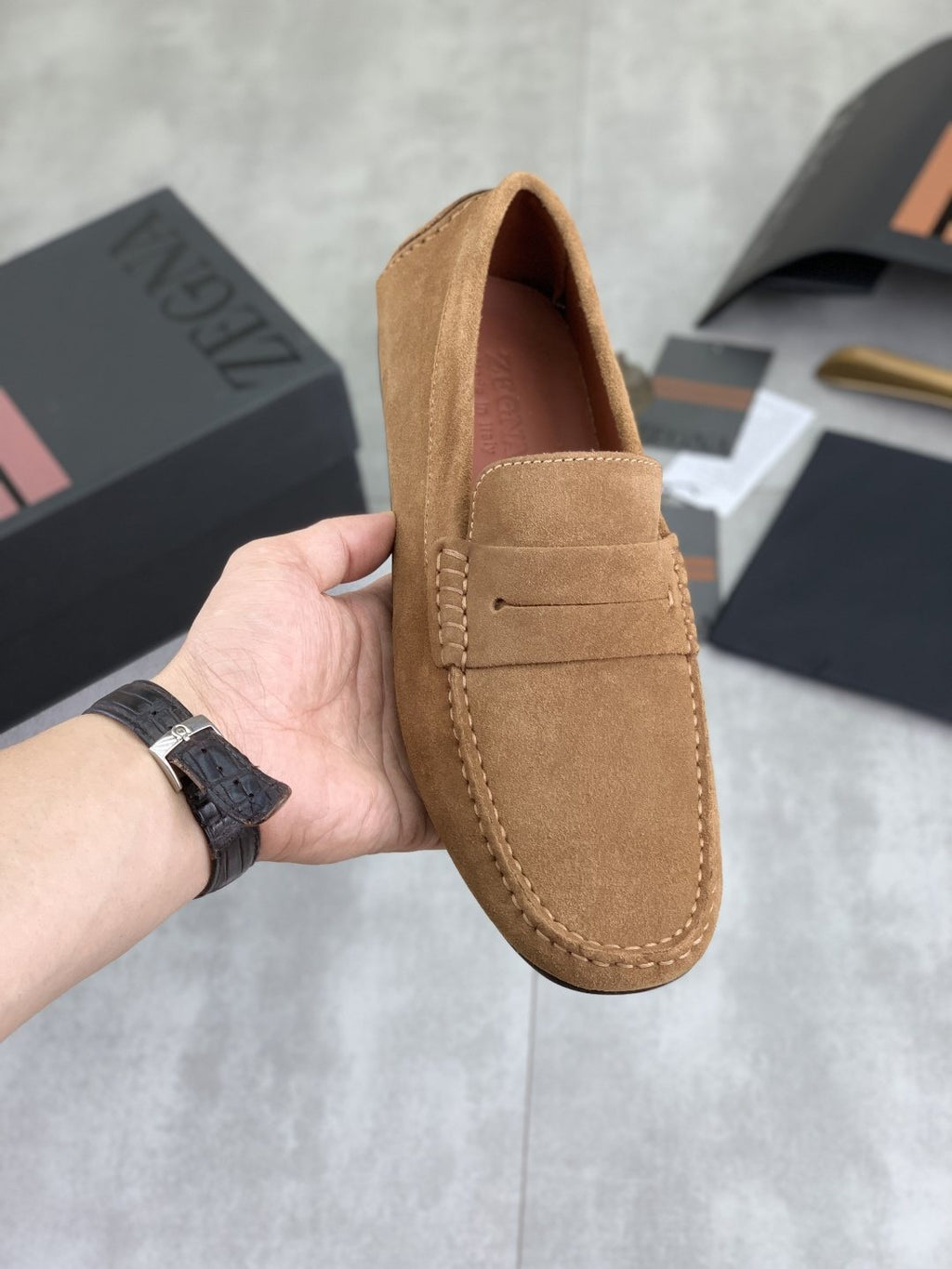Zegna Men's Moc-Toe Driving Loafers