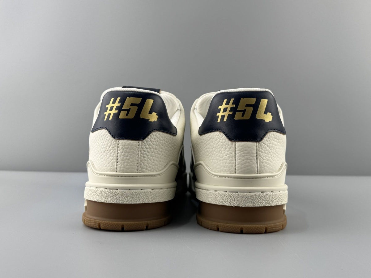 Louis Vuitton White & Navy Low-Top Sneakers