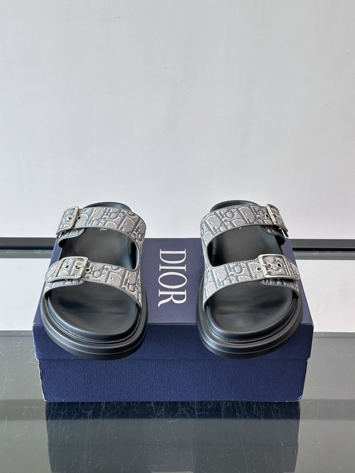 Dior Aqua Two-Strap Slide Sandals
