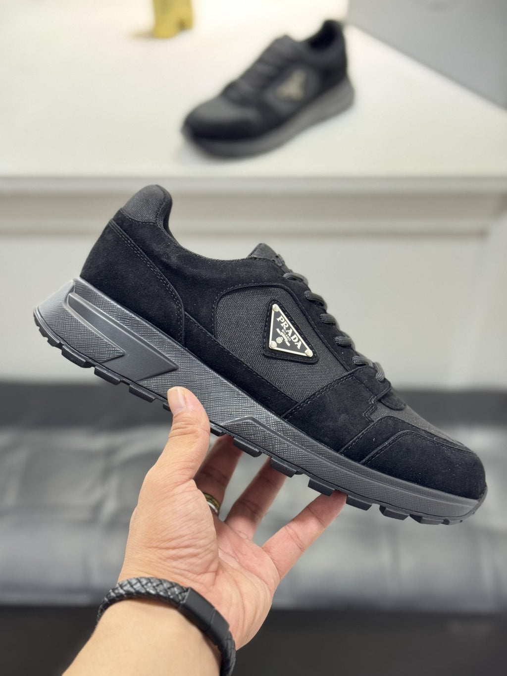 Prada Paneled Chunky-Sole Sneakers