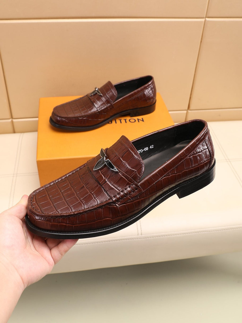Louis Vuitton Embossed Strap Loafers