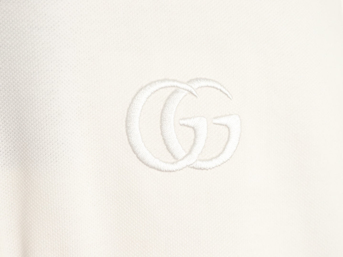 Gucci GG Embroidered Short-Sleeve Polo Shirt - White