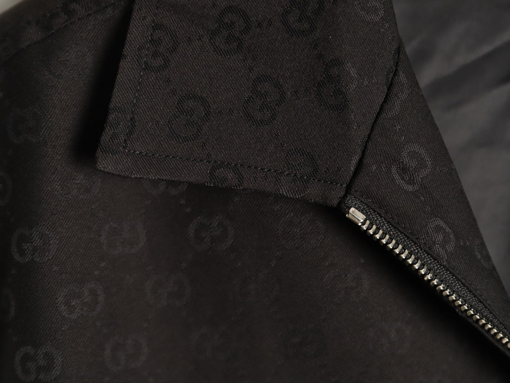 Gucci GG Pattern Zip-Up Jacket - Dark Brown