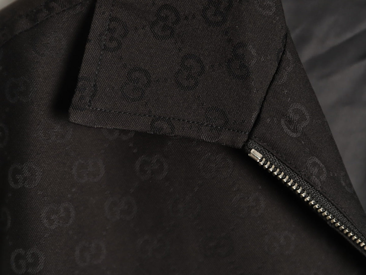 Gucci GG Pattern Zip-Up Jacket - Dark Brown