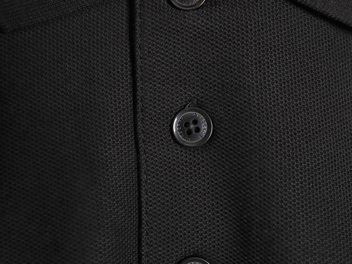 Burberry TB Embroidered Long-Sleeve Polo Shirt - Black